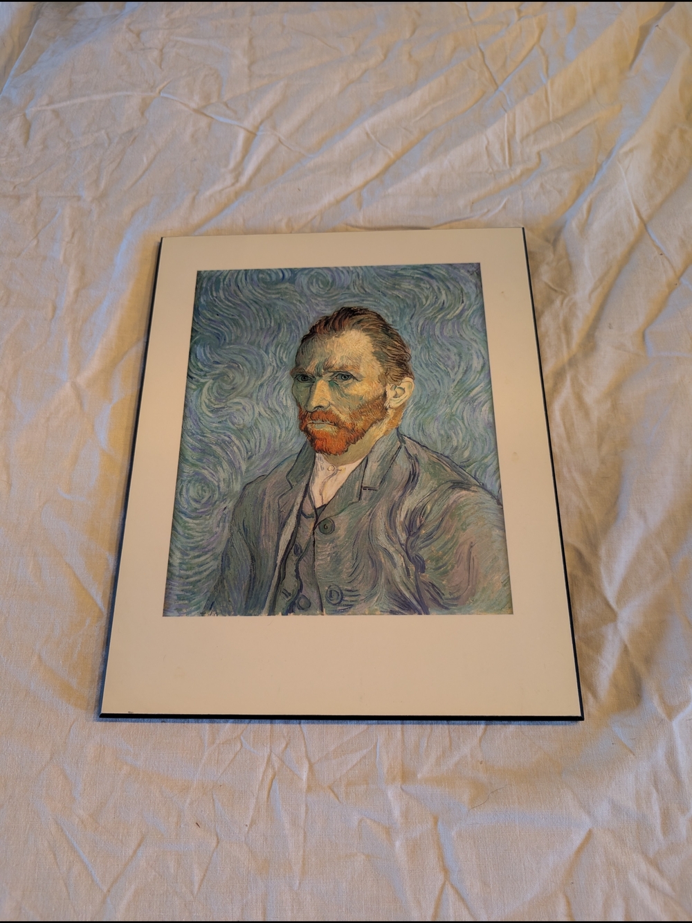 2/30$ Vintage Blue and Cream Melamine Van Gogh Portrait Print